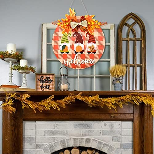 Есенски декор, есенски украси за дома добредојде на влезната врата со бери јавори лисја гномски венци табла виси, земјоделски куќи