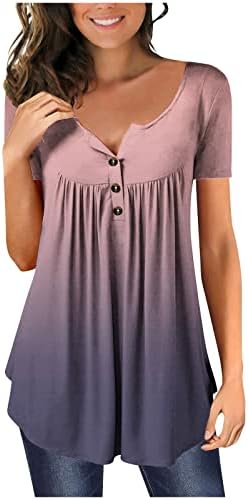 Блуза кошула за тинејџерски девојки лето есен 2023 облека со краток ракав памук екипаж графички салон блуза Pa pa pa pa pa pa pa