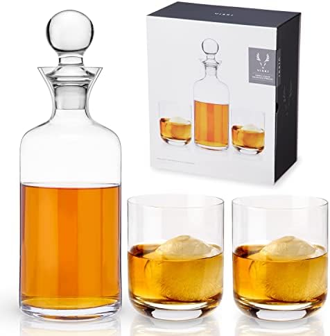 Виски Модерен Декантер &засилувач; Тамблер Подарок Сет-Кристал Барвер - 1 Декантер &засилувач; 2 Очила