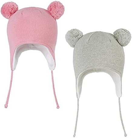 Langzhen симпатична пом пом бебиња зимска капа новороденче уво плетено топло капаче за момчиња девојчиња мали деца деца руно