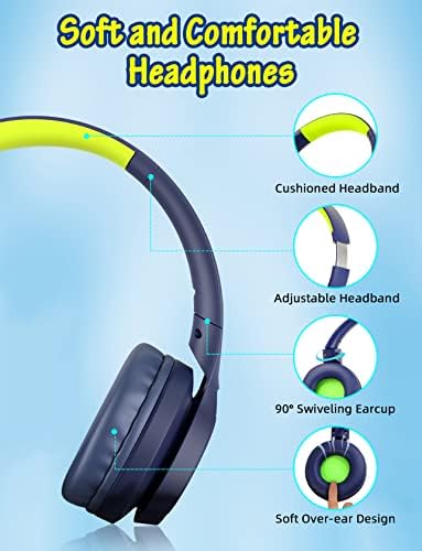 Детски слушалки за деца VOOPWINK со микрофон, жичен над слушалките за уво со ограничен волумен 85dB/94dB за момчиња девојчиња тинејџери
