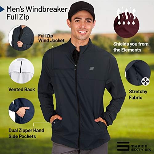 Три шеесет и шест јакни за ветерници за мажи - половина поштенски голф пулвер ветерна јакна - пропуштена, суво вклопување
