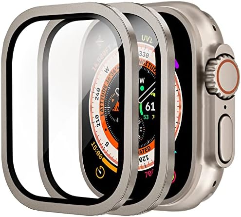 Суоман 2-Пакет За Apple Watch Ултра Заштитник На Екранот Случај 49MM, Целосна Покриеност Ултра-тенок Титаниум Легура Калено Стакло Водоотпорен
