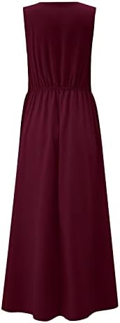 Fragarn плус големина летни фустани за жени, женски секси без ракави цврста боја, разделена половината фустан долги фустани