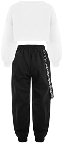 Linjinx Девојки девојки хип хоп танц активни облеки 2 парчиња печати долги ракави џемпери карго панталони поставуваат улични