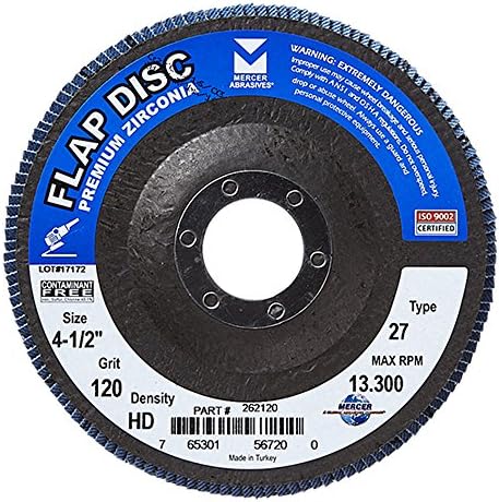 Mercer Industries 262120-4-1/2 x 7/8 Тип 27 Цирконија дискови со голема густина, грип 120