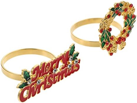 Inoomp 2 pcs Божиќни салфетки прстени пара меса де природа додатоци декорасии пара сала де каса сервисета вака прстенка за салфетка