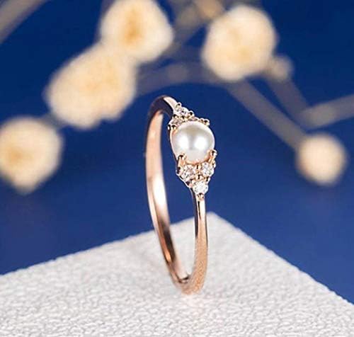 Qiaoying Елегантен бисер прстен 18K розово злато исполнето CZ кристален моден ангажман свадбен накит