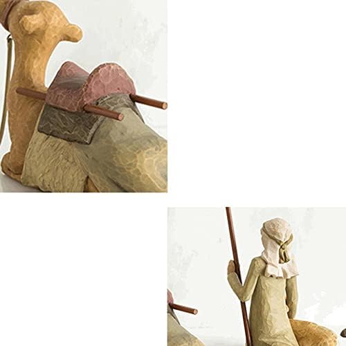 QEZODSX 4PC и стабилни животни Рождество Поставете скулптура на смола од смола за украси за дневна соба