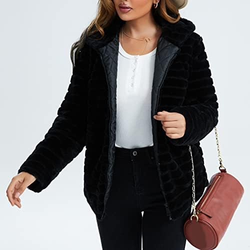 Womenенска вештачка волна долга ракав Худи топла јакна со долги ракави, крзнено крзно, надворешна облека, женски руно јакна палто