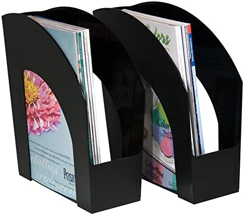 Канцелариски депоа заоблени датотеки со пластични списанија, 8 1/2in. x 11in., Црна, пакет од 2, 65280