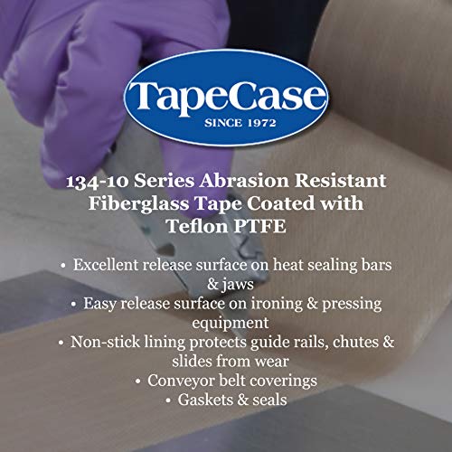 Tapecase 134-10 PTFE тен абразија отпорна на фиберглас лента, силиконски лепило, индустриско одделение - ширина од 10 , должина од 36yd