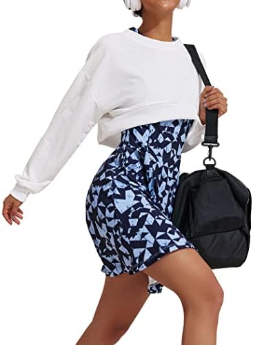 Корорун женски голф тениски фустани изградени во шорцеви со џебови без ракави тренинзи атлетски фустани