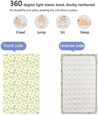 Пастелни тематски опремени мини чаршафи, преносни мини креветчиња со меки и затегнати вградени садови за креветчиња за креветчиња