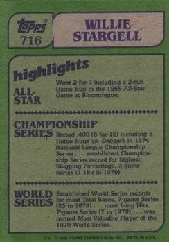 Бејзбол картичка на Топс Вили Старгел 1982 716