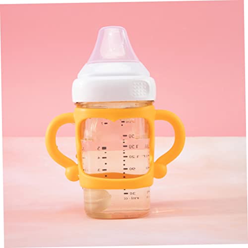 Toyandona 2 парчиња шише рачка со вода стомна стакло бебе шише шише со шише со шише рачка за шише решетката за шишиња без силициум гел портокалова