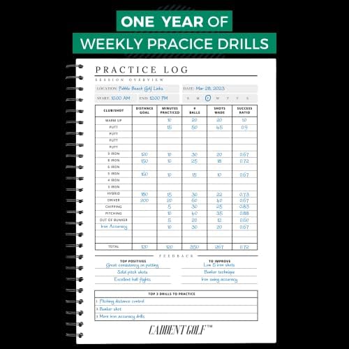 Книга за логирање на голф: издание на хард -портал - тетратка за голф -врзан за вежбање за статистики за вежбање и тркалезно сеча - книга за голф