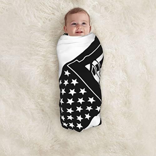 Lineman American Flage Бебе ќебе кое прима ќебе за новороденче за новороденчиња, обвивка за обвивка за расадници