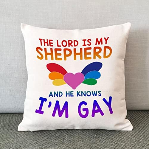 Пансексуална трансродова ЛГБТК геј виножито фрлање перница покритие Господ е мојот овчар и тој знае дека сум геј перница кутија