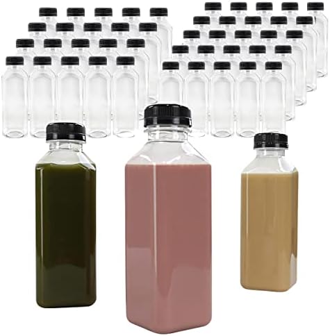 G Френсис Мали пластични шишиња со сок со капачиња во црна боја - 48pk 12oz контејнери со вода празни пластични шишиња со капаци