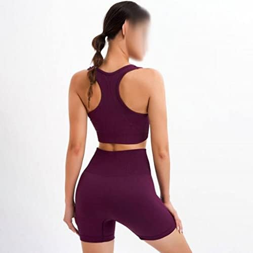 Mmllzel две парчиња сет жени спортски спортови костуми беспрекорни јога салата за вежбање спортска облека со високи хеланки на