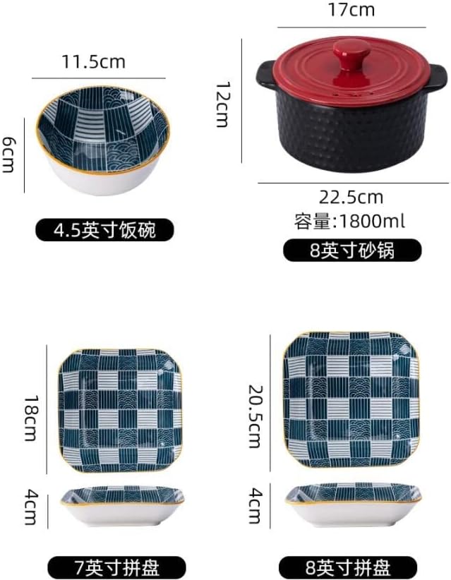 PDGJG квадратни плочи комбинација на садови за садови керамички чинија за садови за садови за садови