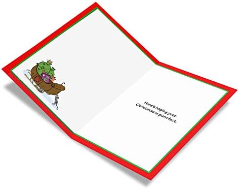 Благороднички 12 Божиќни честитки со коверти, хумор за одмор за мажи и жени - ирваси мачки Б1884