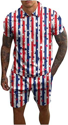 Менс кошули и кошули на 4 -ти јули Поставете го американското знаме за подножје на полови кошула Ден на независност на Ден на