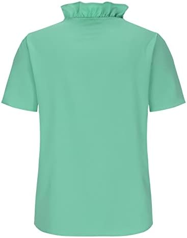 Peplum обични обични маички за жени со долги кратки ракави со долги кратки ракави v вратот спандекс врвови маици дами 2023 SW