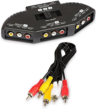 Fosmon A1602 RCA Сплитер со 3-Насочен Аудио, Видео Rca Прекинувач Кутија + RCA Кабел за Поврзување На 3 Rca Излезни Уреди На ВАШИОТ ТЕЛЕВИЗОР
