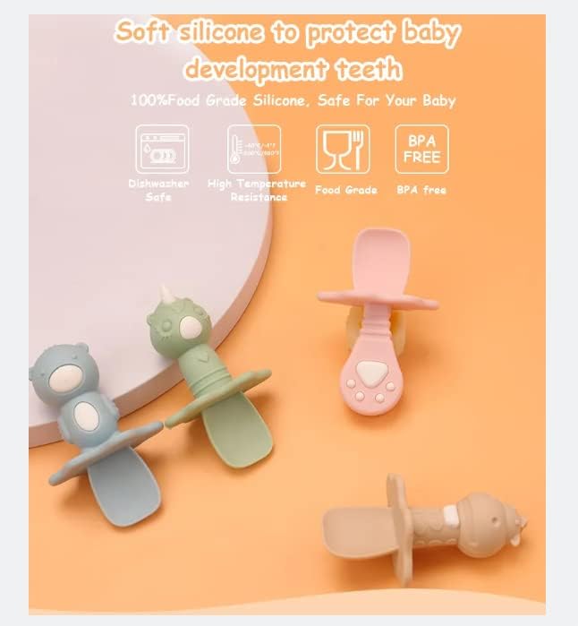 Нежен Прибор За Бебиња-3 Лажици За Пакување-Самохрани Лажици За Бебиња 6 Месеци+ Силиконски Прибор За Мали Деца Со Бариера Против Задави-Резерви За Хранење Бебиња За