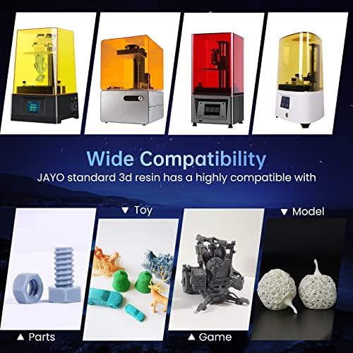 3Д смола за печатач, Jayo 1kg 3Д смола пакет за 4K 8K LCD/DLP/SLA 3D печатачи, 405NM стандардна фотополимер брза смола за лекување, висока прецизност,