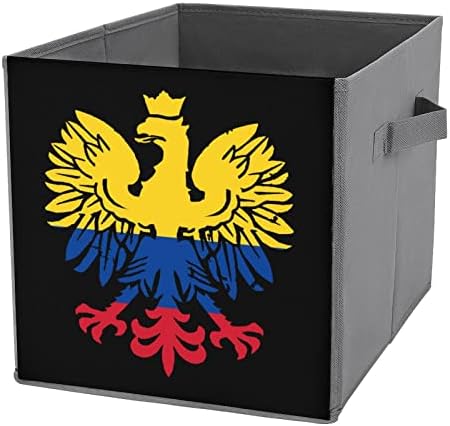 Знаме на колумбија со полски Орел Корпи За Складирање Коцки Преклопни Ткаенини Организатори Со Рачки Облека Торба Кутија За Книги Кошница За Полици