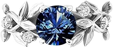 2023 Нов подарок за дијамант, цветни про transparentирни лисја од венчавки, цветни прстени за лозови сребрени прстени од смола со големина