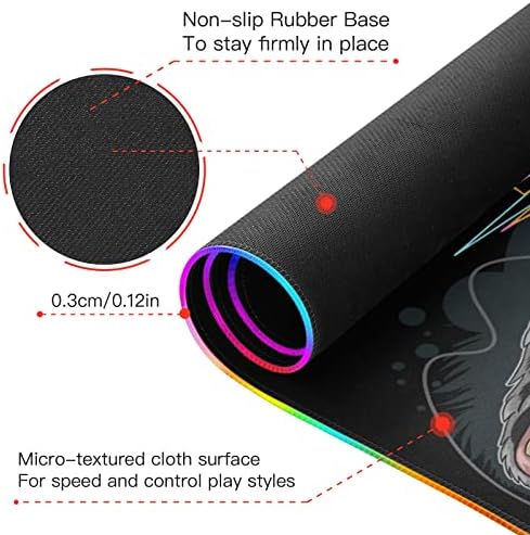 MNSRUU Gaming Mouse Pad RGB - Голема Led Тастатура Рампа Со Непречено Водоотпорна Површина И Нелизгачка Гумена Основа, 35,4 X