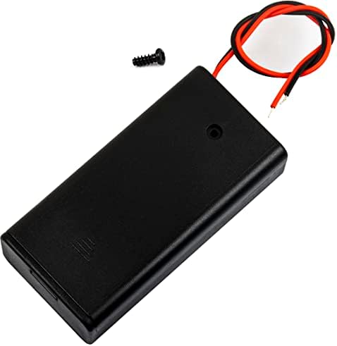 бели 2 парчиња Со Прекинувач и Покривање Црна Пластика 2 x 1.5 V Box Кутија За Батерии Држач За Ќелии Пролет Клип Жица Води