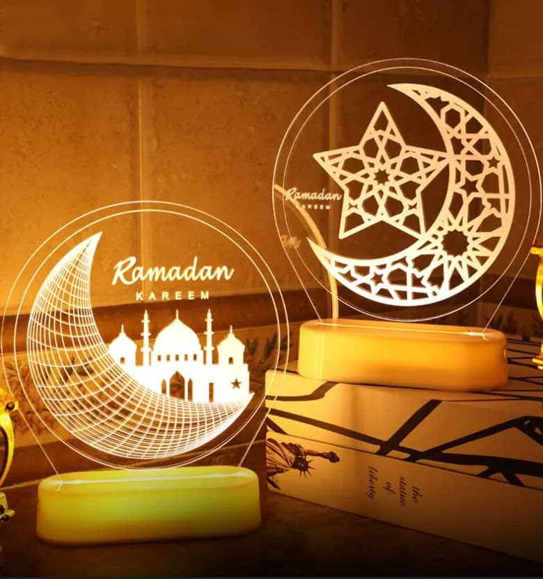Нова 2023 година Рамазан Карем светлина, светла, месечина и starsвезди во 3Д за декорација на Рамазан Мубарак. Исламска батерија/USB