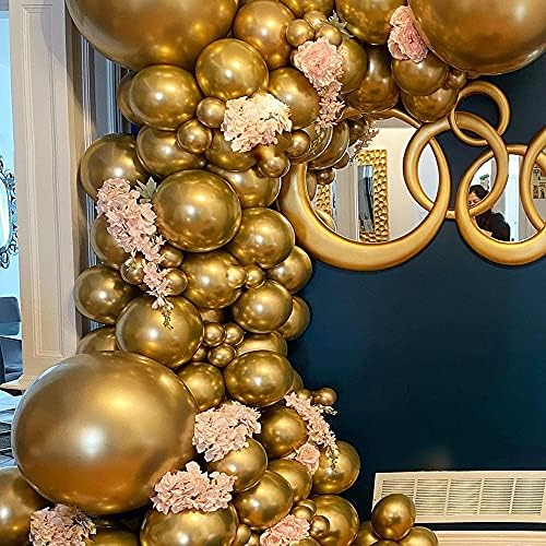 Златни Метални Хромирани Балони Од Латекс, 50 пакувања 5-инчни Тркалезни Балони Со Хелиум За Годишнина Од Дипломирањето На Свадбата Бебешки Туш