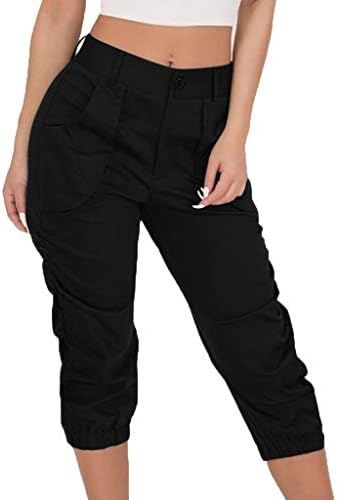 Dsodan женски обични карго панталони со џебови лето тенок фит шорцеви спортски пешачки спортски шорцеви исечени панталони