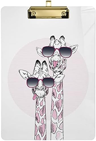 Наанле Смешни Двојка Жирафа Прилагодена Акрилна Таблата Со Исечоци, А4 Стандардна Големина Златна Табла За Пишување Декоративна За