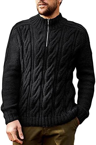 Џемпер за мажи ymosrh зимски желки со долг ракав џемпер, исмејувајте го вратот патент врвови џемпери џемпери за мажи