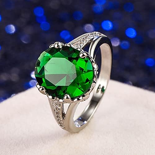Womenените дијамантски зелени цирконија прстен дами накит ангажиран прстен моден прстен