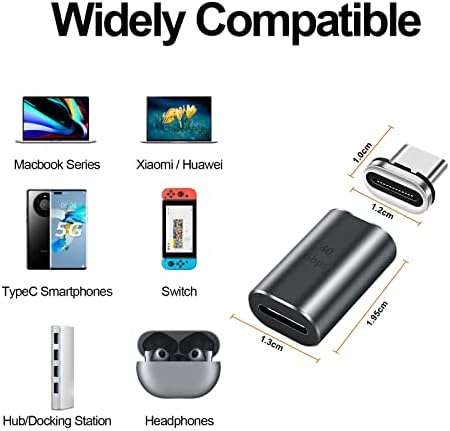 Minopara Магнетски USB C Адаптер, 40GBPS USB4. 0 Тип C Конектор Компатибилен Со Thunderbolt3, 100W 8K@60Hz 4K@144hz Видео Излез, Компатибилен