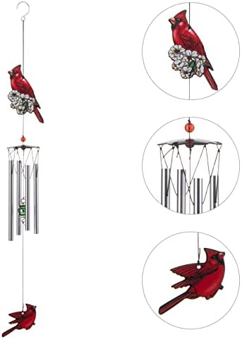 Гарденви кардинална птица ветер ветер, црвена птица ветер од ветер, украси на отворено, градинарски двор црква виси декор