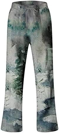 Дудубаби јога панталони за мажи секојдневни и удобни обични панталони памучни постелнини печатени панталони за влечење