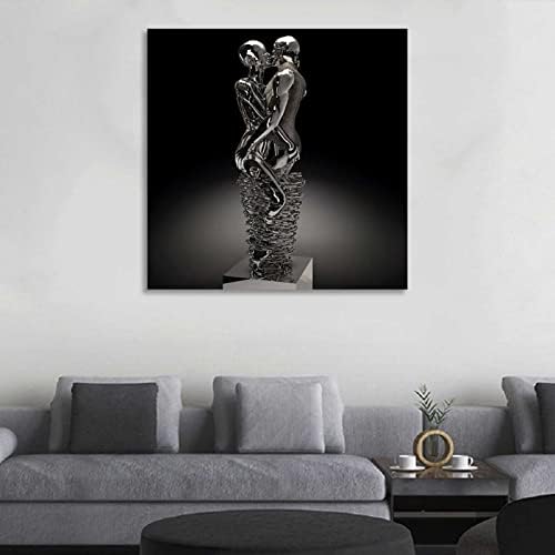 Хула двојка бакнеж со прегратка, метална фигура статуа уметност, модерна апстрактна романса уметнички дела, за декор за спална