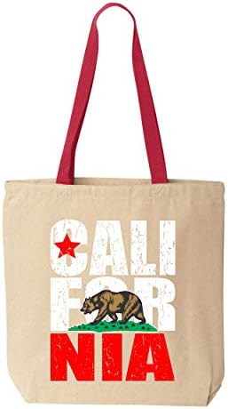 Shop4ever California мечка знаме гроздобер памучно платно тоте за еднократно торбичка за шопинг 10 мл