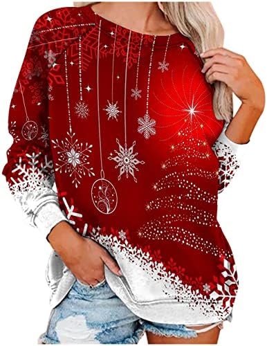 Cuftенски манжетна со долги ракави облеки starвезда опуштена фит палто за џемпери на џемпер на вратот Фестивал Божиќна облека ПОП