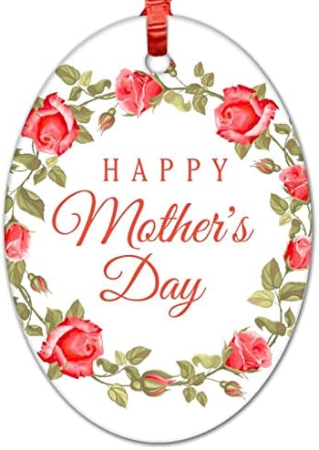 Среќен ден на мајките Денот на црвениот цвет украси керамика виси украси мајки ден подарок овален декор виси украси за декор за празници
