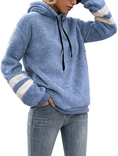 Longенски долги џемпери со качулка лабава лабава долга ракава пулавер кадифен џемпер обичен пулвер руно џемпер секси